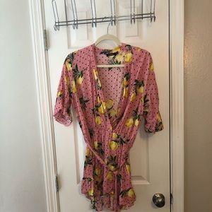 Size 14 Pink romper with lemons
